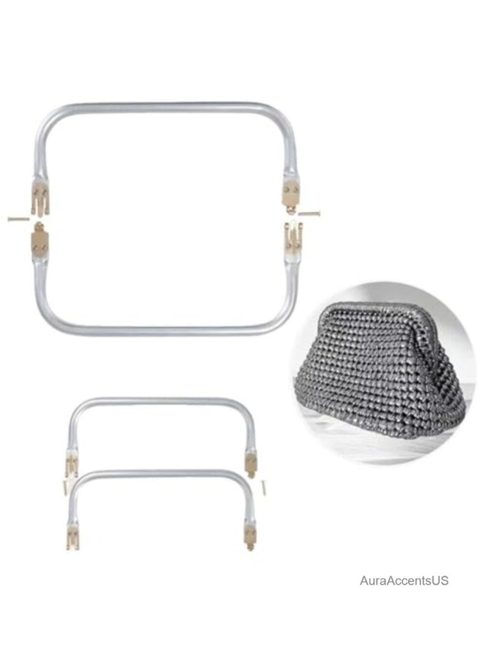 2PCS Purse Frame Kiss Lock Clasp Rectangle Metal DIY Bag Making Hardware